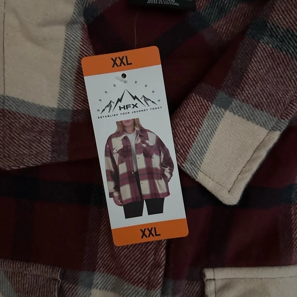 HFX plaid shirt jacket size XXL new